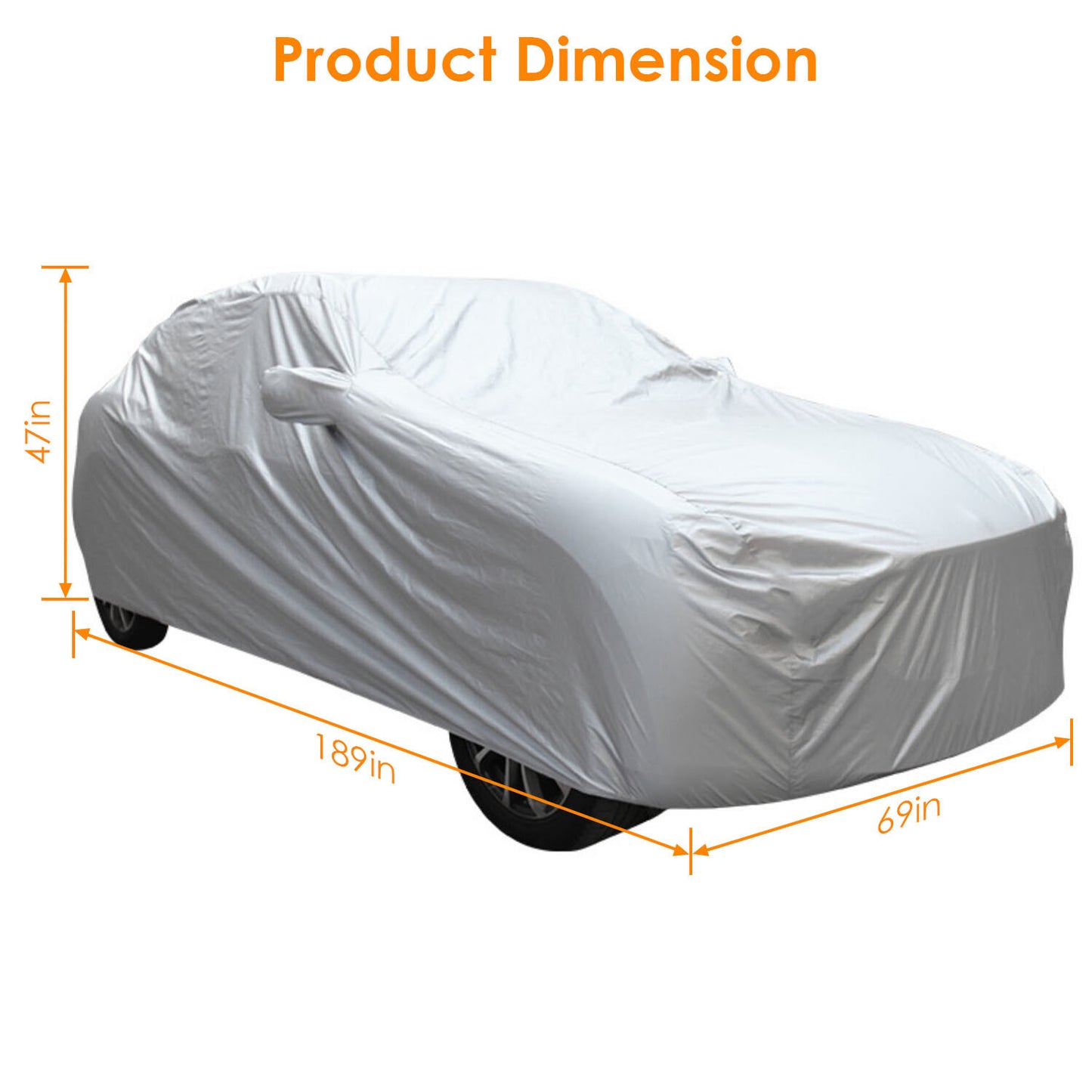 189x69x47in Full Car Cover All Weather UV Protection Automotive - Premium Exterior Accessories from Rapidvehicles - Just $56.07! Shop now at Rapidvehicles