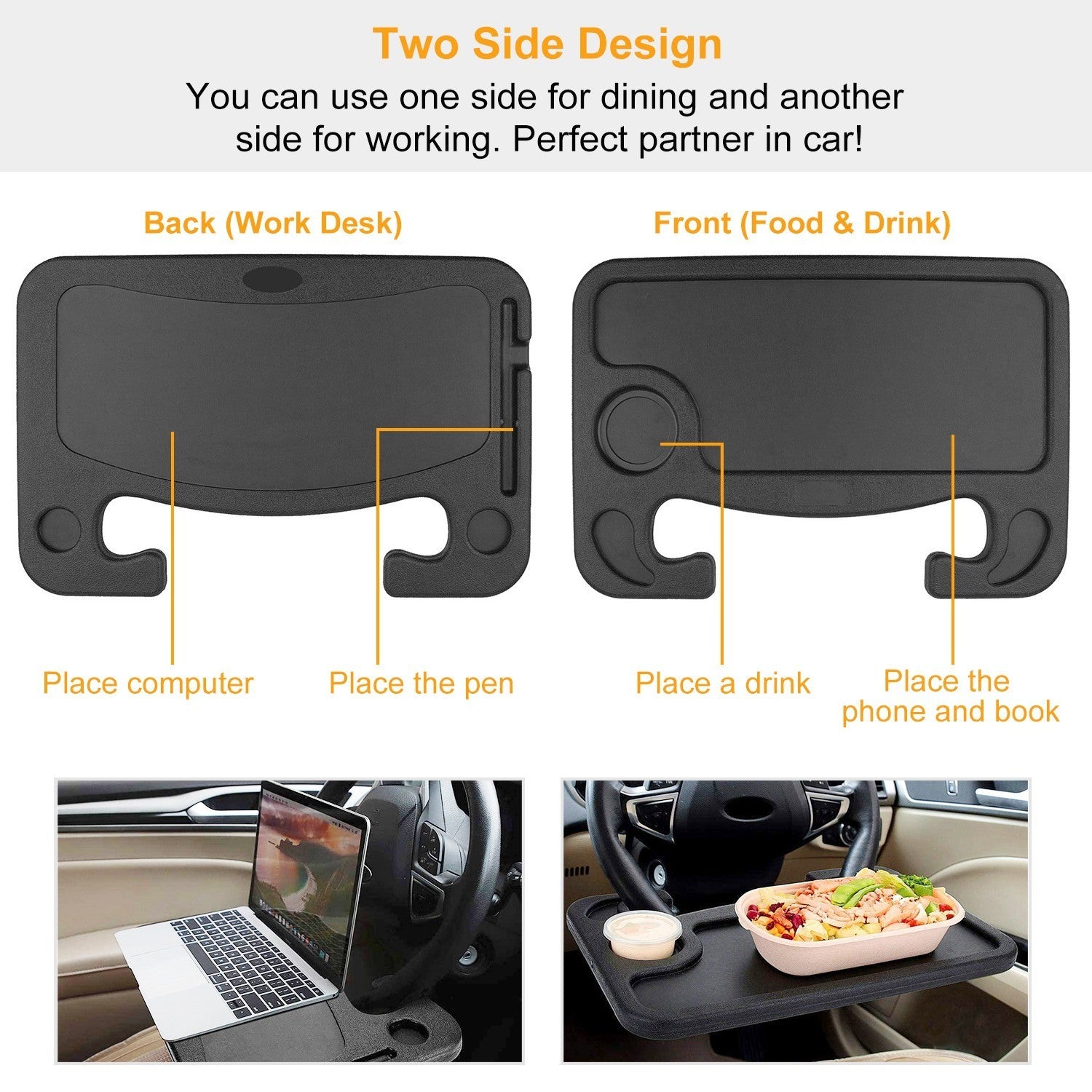 Car Steering Wheel Tray Eating Drink Laptop Auto Desk Potable Travel Tablet Mount Table - Premium Steering Wheels & Accessories from Rapidvehicles - Just $34.99! Shop now at Rapidvehicles