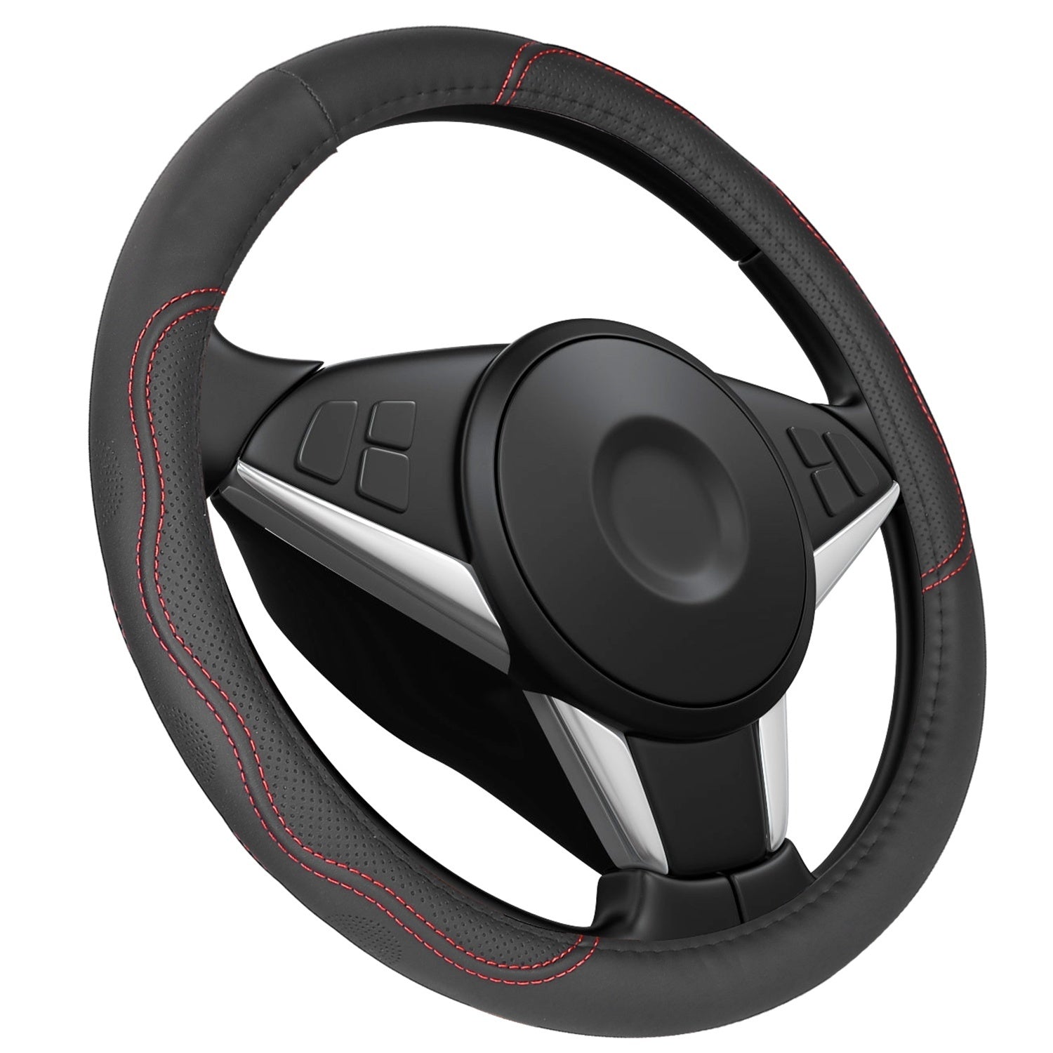 Steering Wheel Cover 14.5in-15in Diameter Universal Fiber Leather - Premium Steering Wheels & Accessories from Rapidvehicles - Just $32.70! Shop now at Rapidvehicles