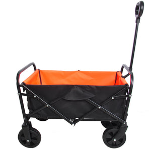 Folding Wagon Garden Shopping Beach Cart (black+yellow) - Premium Cargo Carriers from Rapidvehicles - Just $76.60! Shop now at Rapidvehicles