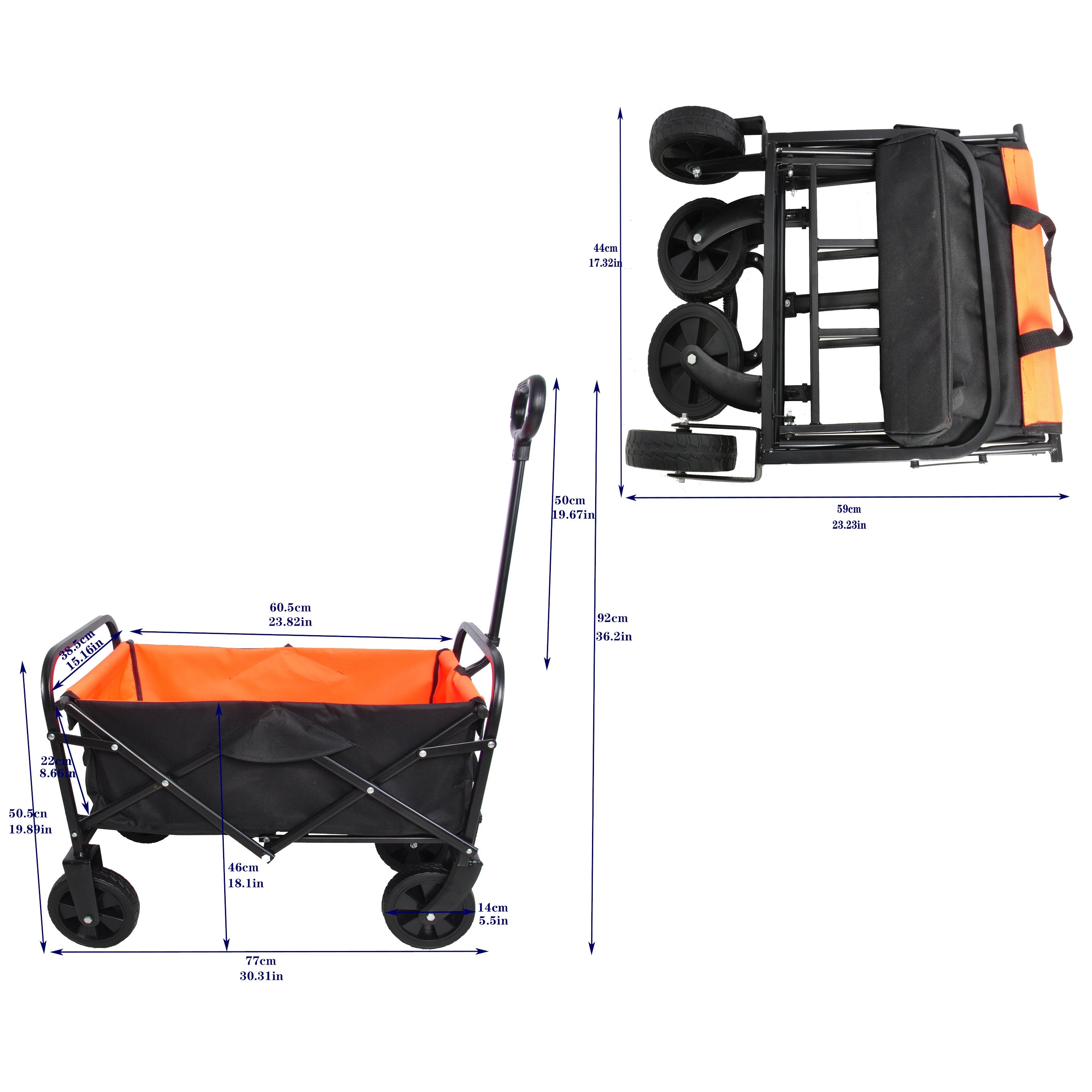 Folding Wagon Garden Shopping Beach Cart (black+yellow) - Premium Cargo Carriers from Rapidvehicles - Just $76.60! Shop now at Rapidvehicles