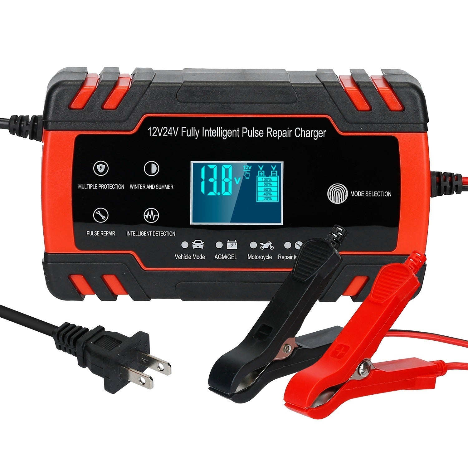 Car Battery Charger 12V/8A 24V/4A Smart Automatic Battery Charger with LCD Display - Premium Battery Chargers from Rapidvehicles - Just $51.99! Shop now at Rapidvehicles