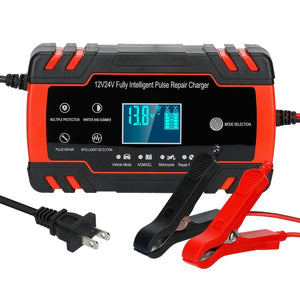 Car Battery Charger 12V/8A 24V/4A Smart Automatic Battery Charger with LCD Display - Premium Battery Chargers from Rapidvehicles - Just $46.96! Shop now at Rapidvehicles