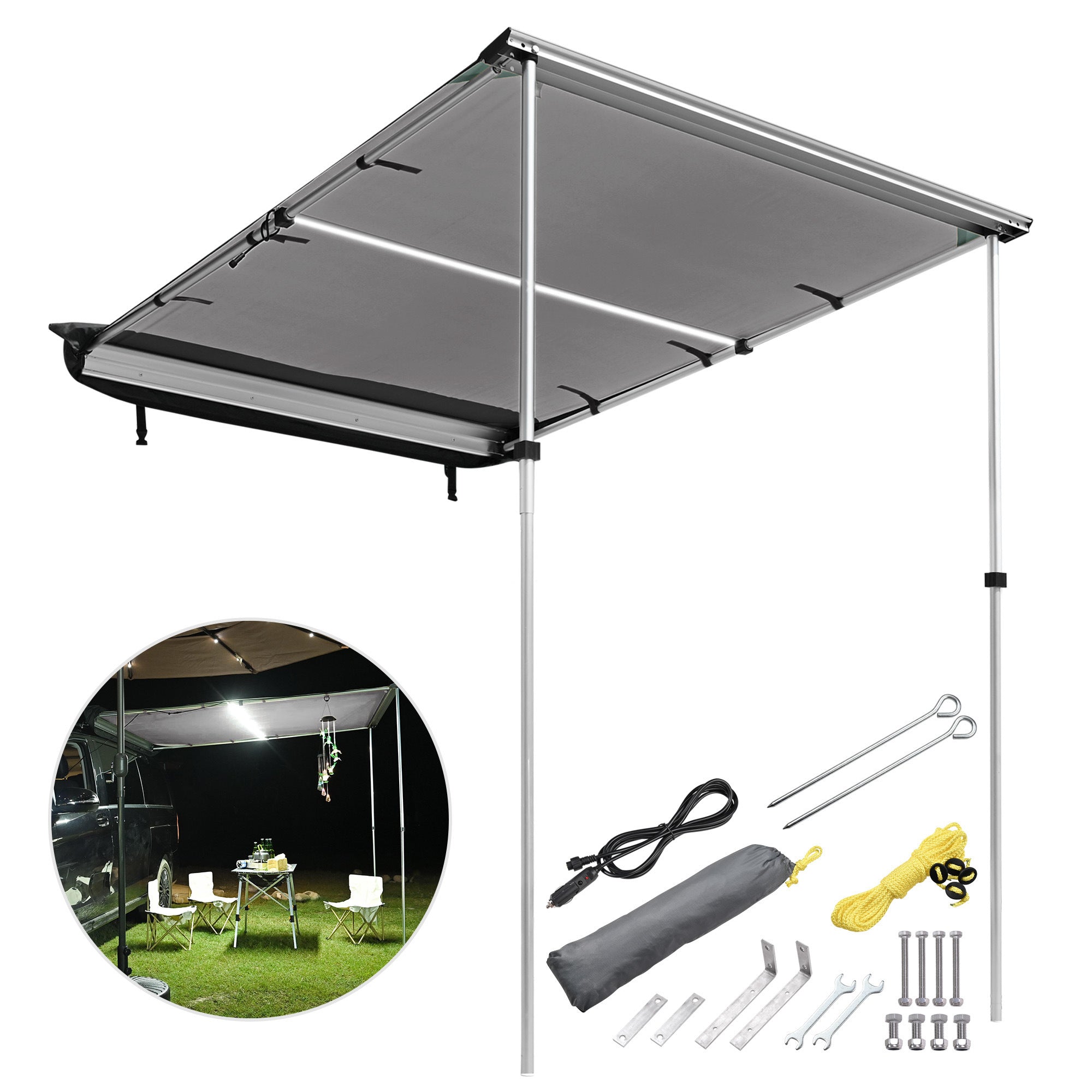 Car Side Awning with LED - Premium Accessories from Rapidvehicles - Just $140.99! Shop now at Rapidvehicles