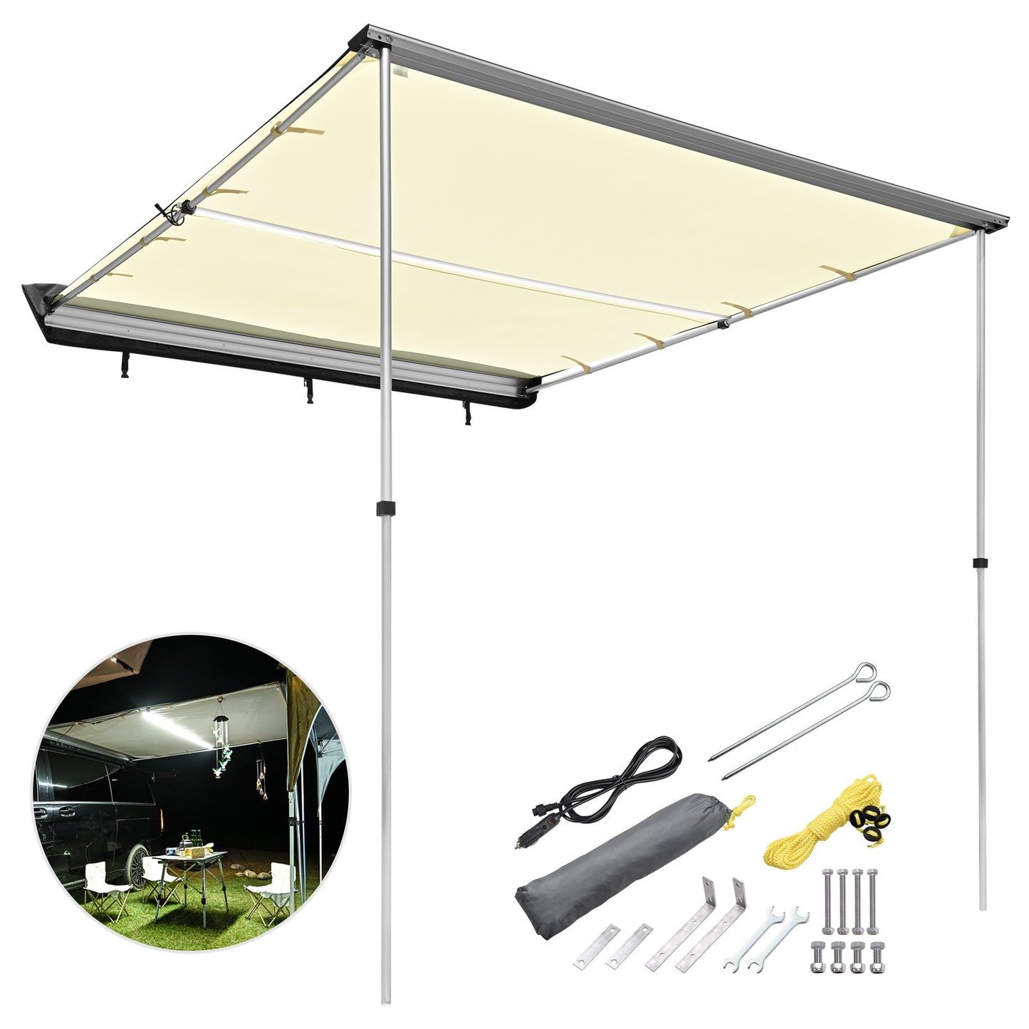 Car Side Awning with LED - Premium Accessories from Rapidvehicles - Just $195.99! Shop now at Rapidvehicles