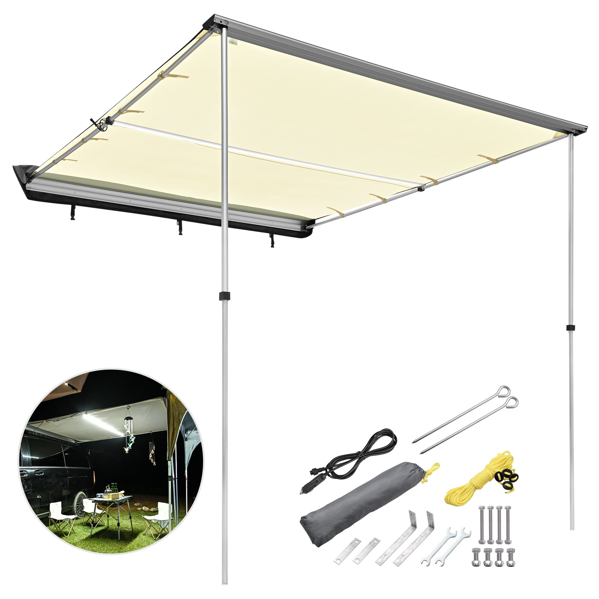 Car Side Awning with LED - Premium Accessories from Rapidvehicles - Just $180.99! Shop now at Rapidvehicles