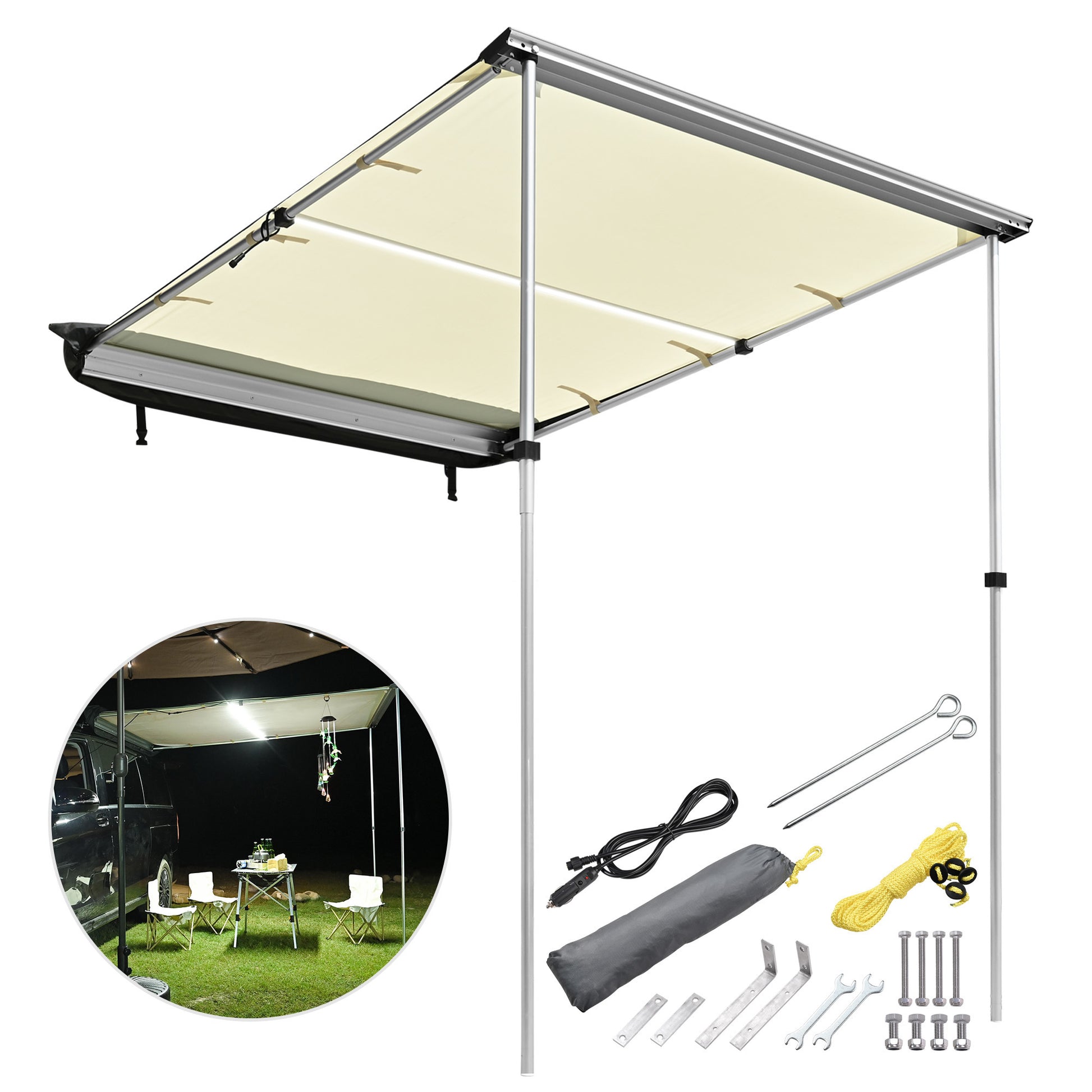 Car Side Awning with LED - Premium Accessories from Rapidvehicles - Just $152.99! Shop now at Rapidvehicles