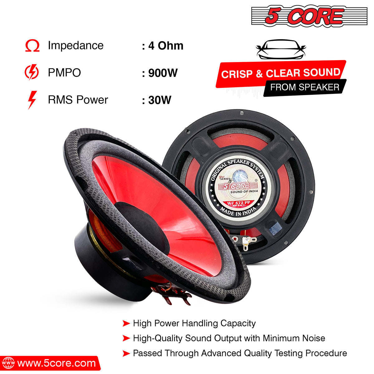 5 Core 6 Inch Subwoofer Speaker Replacement Woofer 300W Peak Pro Audio Component Car Sub Woofer - WF 672 PP - Premium Car Speakers & Speaker Systems from 5 Core - Just $32.42! Shop now at Rapidvehicles