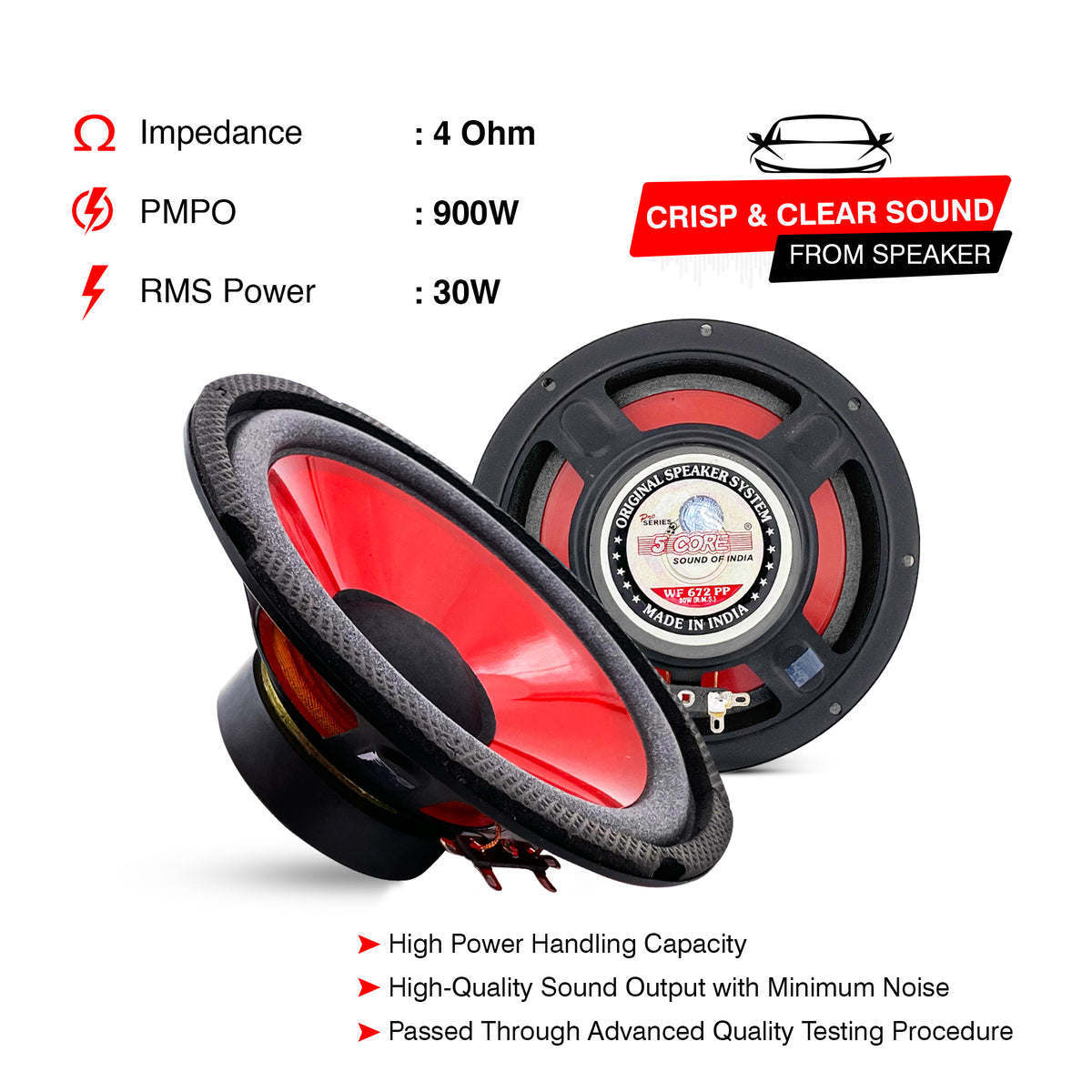 5 Core 6 Inch Subwoofer Speaker Replacement Woofer 300W Peak Pro Audio Component Car Sub Woofer - WF 672 PP - Premium Car Speakers & Speaker Systems from 5 Core - Just $32.42! Shop now at Rapidvehicles