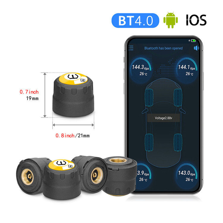 Car tire pressure monitor  tire pressure sensor  Bluetooth connection TPMS real-time transmission of high-precision tire pressure technical parameter  4pcs - Premium Tire Pressure Monitoring Systems from PLSTPFT - Just $85.99! Shop now at Rapidvehicles