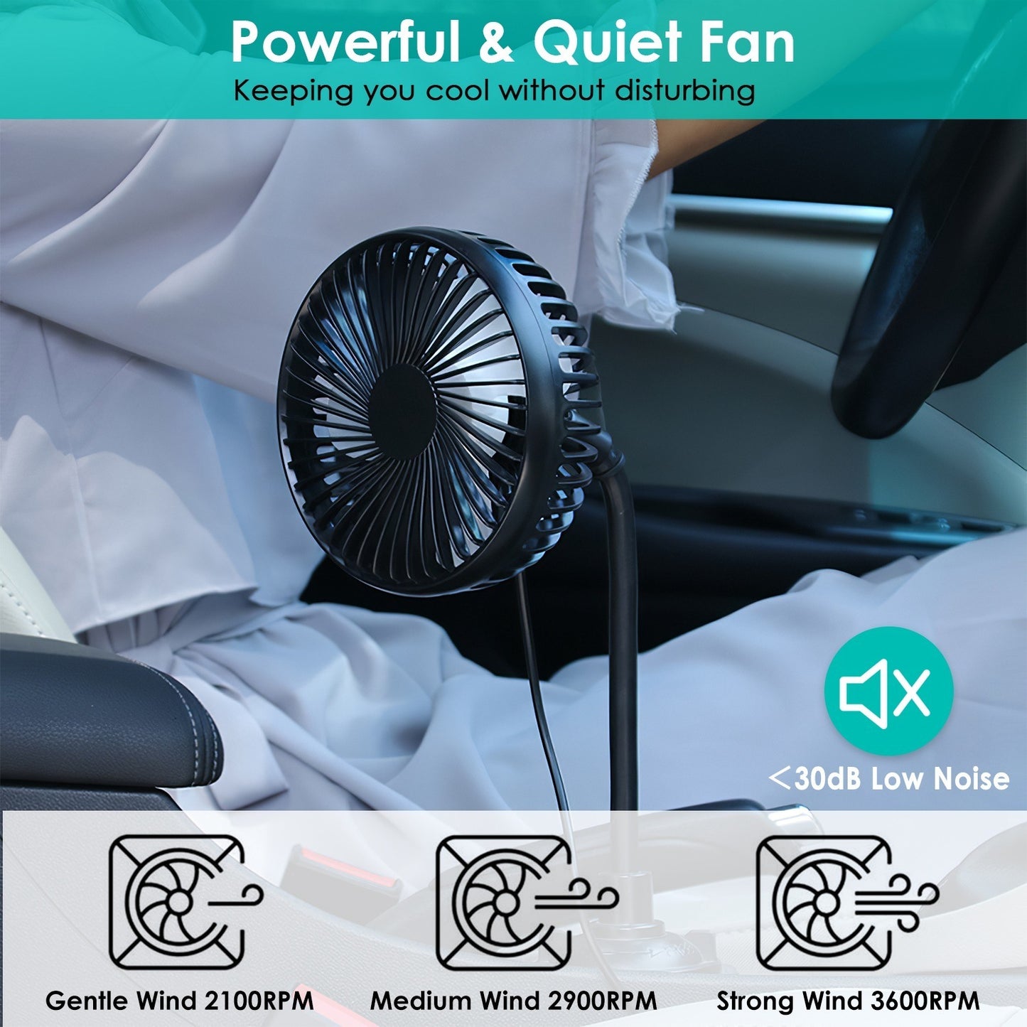 Car Cooling Fan Portable Car Cup Holder Fan Adjustable Gooseneck - Premium Car Electronics Accessories from Rapidvehicles - Just $35.99! Shop now at Rapidvehicles