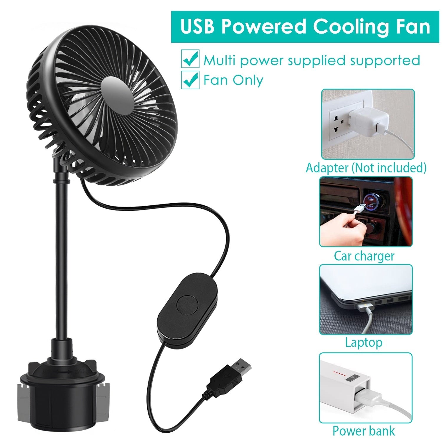 Car Cooling Fan Portable Car Cup Holder Fan Adjustable Gooseneck - Premium Car Electronics Accessories from Rapidvehicles - Just $35.99! Shop now at Rapidvehicles