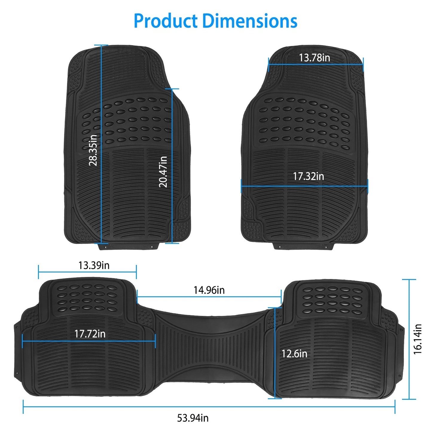 3Pcs Automotive Floor Mats Set Front Rear PVC Rubber Floor Mats - Premium Floor Mats, Custom Fit from Rapidvehicles - Just $65.69! Shop now at Rapidvehicles