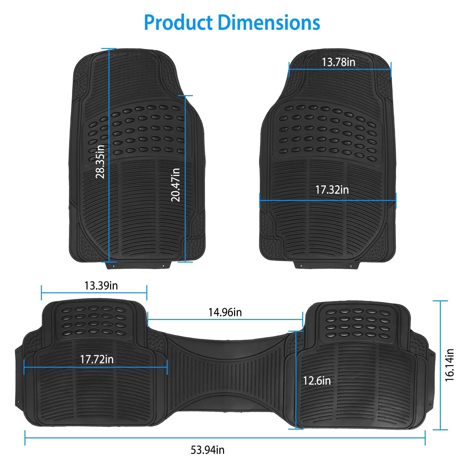 3Pcs Automotive Floor Mats Set Front Rear PVC Rubber Floor Mats Heavy Duty Drive Vehicle Car Mats with Trimmable Design Fit Most Cars SUVs Trucks - Premium Interior Accessories from Rapidvehicles - Just $60.74! Shop now at Rapidvehicles