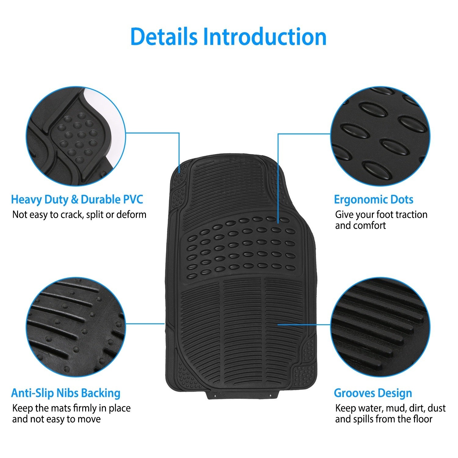 3Pcs Automotive Floor Mats Set Front Rear PVC Rubber Floor Mats Heavy Duty Drive Vehicle Car Mats with Trimmable Design Fit Most Cars SUVs Trucks - Premium Interior Accessories from Rapidvehicles - Just $60.74! Shop now at Rapidvehicles