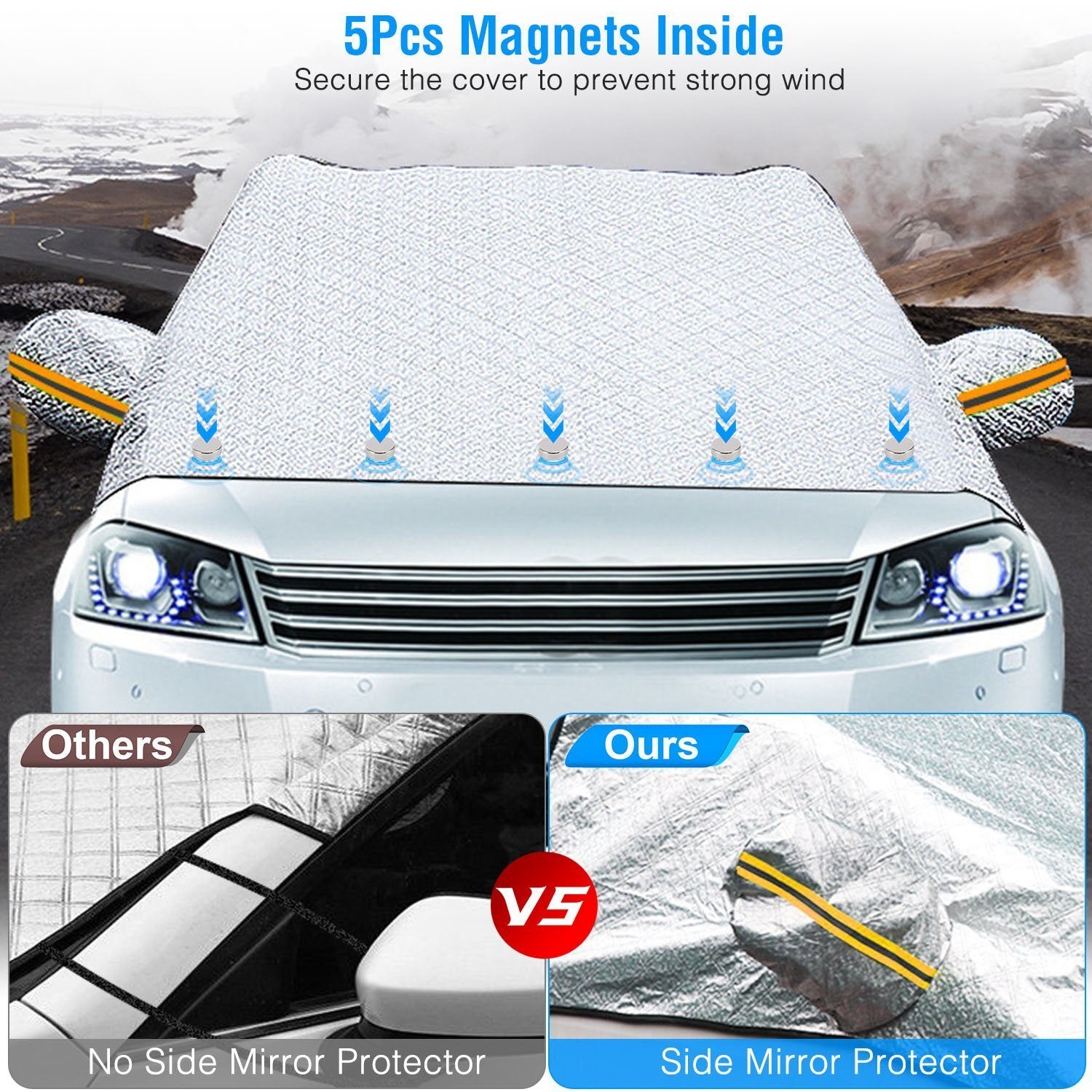 Car Windshield Snow Cover Windproof Magnetic Car Windscreen Cover Frost Ice Protection with Side Mirror Protector 5 Magnets for Most Vehicles - Premium Windshield Covers from Rapidvehicles - Just $35.99! Shop now at Rapidvehicles