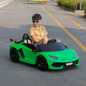 Licensed Lamborghini 24V Kids Ride On Electric Cars, Battery Powered Drifting Car with Double PU Seats, Remote Control, High-Low Speed, LED Lights, MP3, USB, Toy Gift for 3-8 Years Old, Green - Premium Other from Rapidvehicles - Just $574.60! Shop now at Rapidvehicles