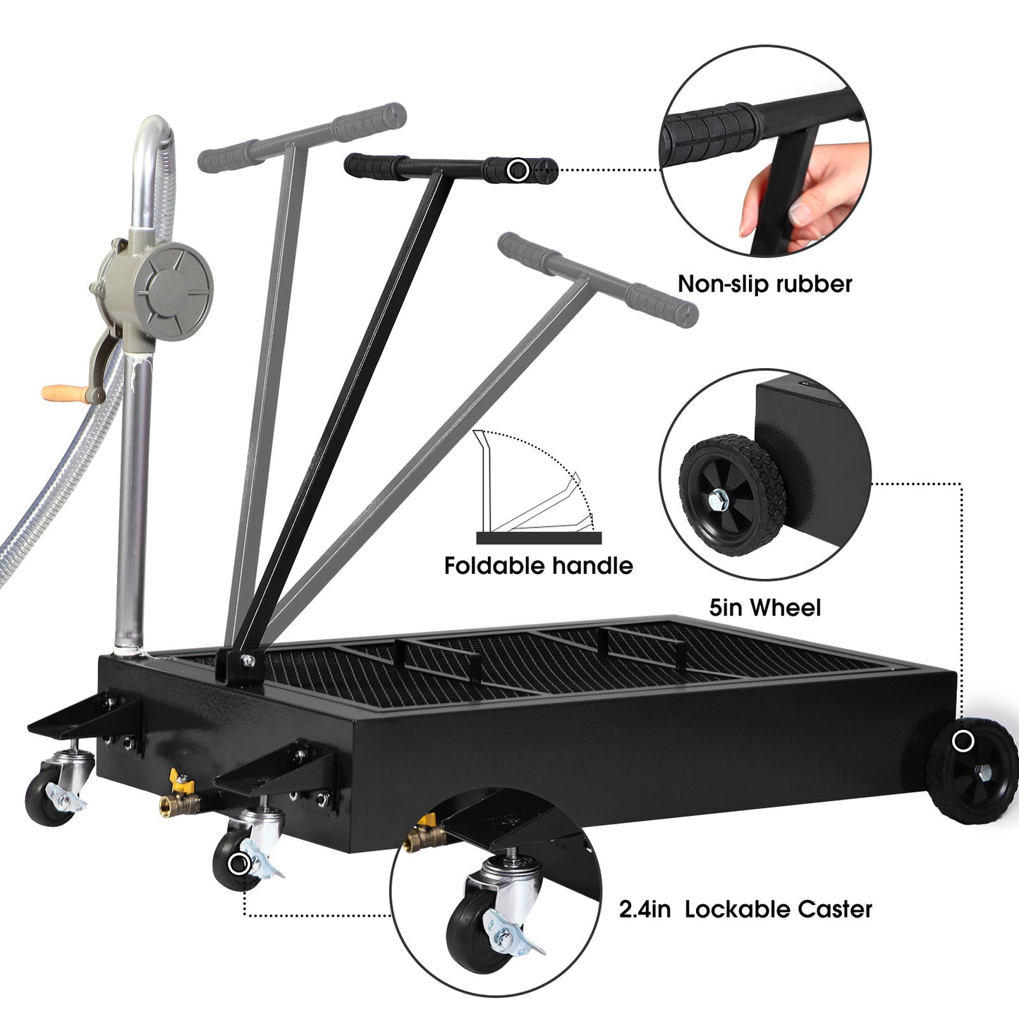 Oil Drain Pan 25 Gallon Low Profile Oil Change Pan with Pump - Premium Cleaning Equipment from Rapidvehicles - Just $394.99! Shop now at Rapidvehicles