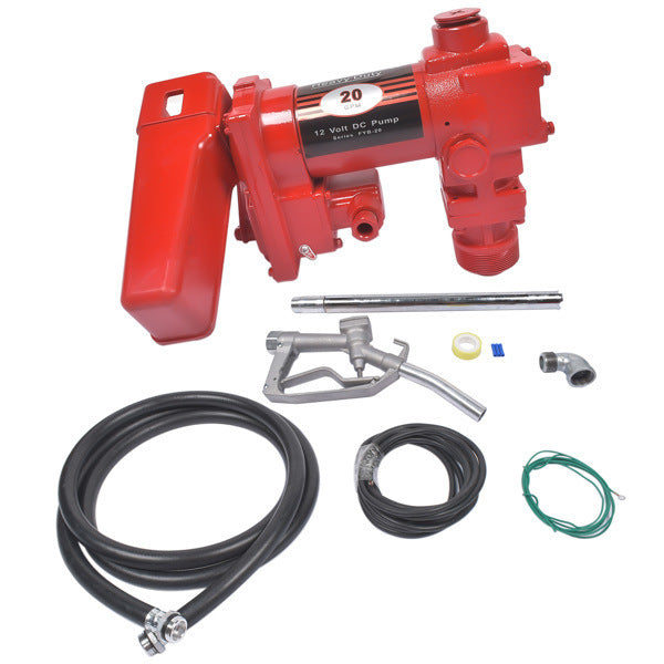 Red 12 Volt 20 GPM Fuel Transfer Pump w/ Nozzle Kit for Car Truck Tractor Diesel Gas Gasoline Kerosene High Quality - Premium Replacement Parts from Rapidvehicles - Just $236.35! Shop now at Rapidvehicles