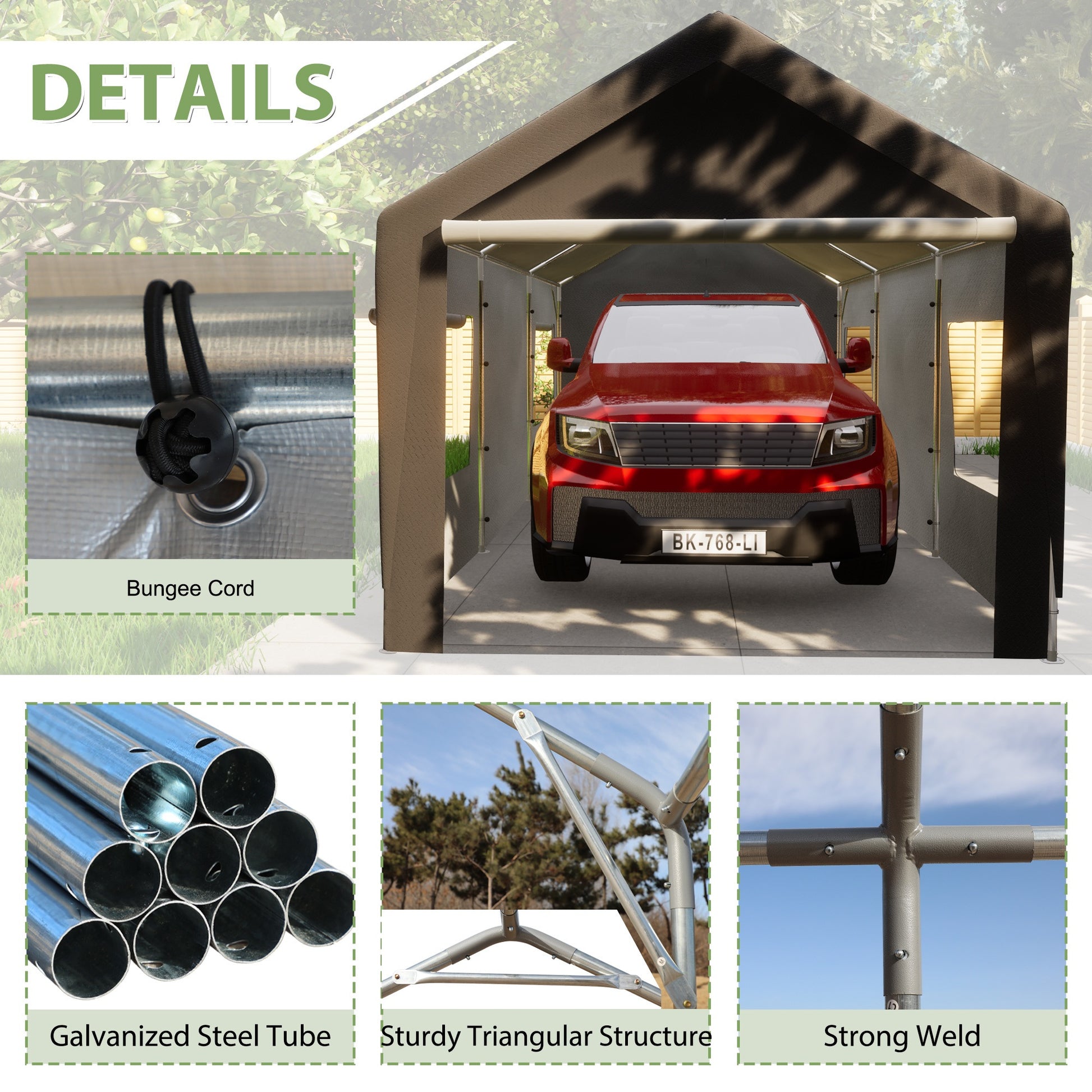 10x20 ft Heavy Duty Carport - Premium Garage Wall Guards from Rapidvehicles - Just $445.99! Shop now at Rapidvehicles