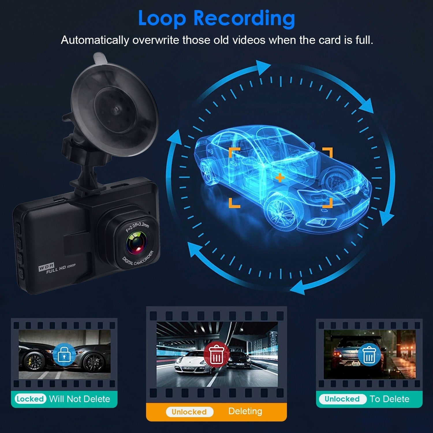 1080P Car DVR 3in Camera Dash Cam Camcorder Camera Recorder with 100 Angle Loop Recording Motion Detection - Premium Car Video from Rapidvehicles - Just $38.70! Shop now at Rapidvehicles