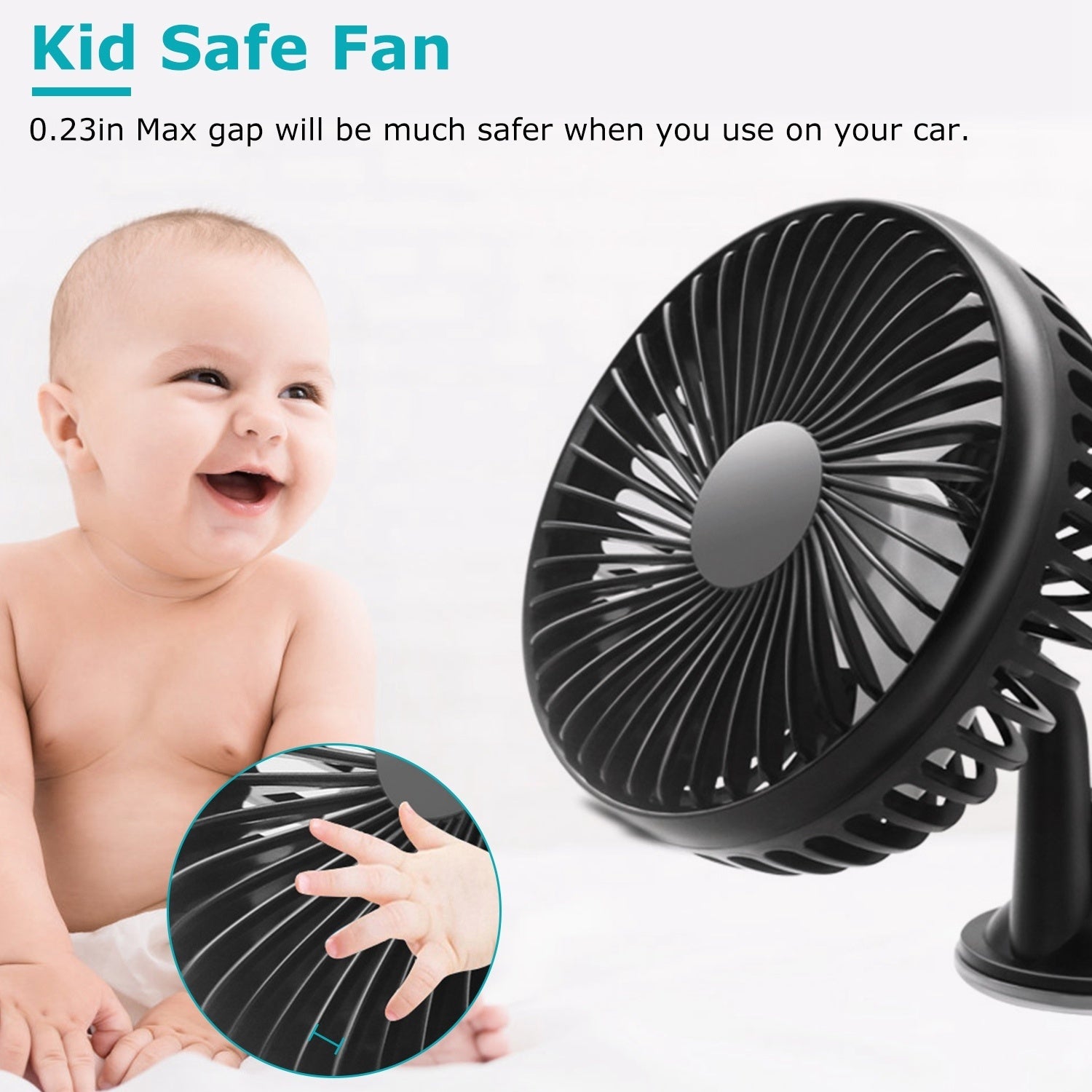 Car Cooling Fan Portable Rotatable USB Vehicle Fan Backseat Clip Fan Dashboard Window Suction Fan for SUV RV Pickup with 3 Speeds - Premium Fans from Rapidvehicles - Just $24.84! Shop now at Rapidvehicles