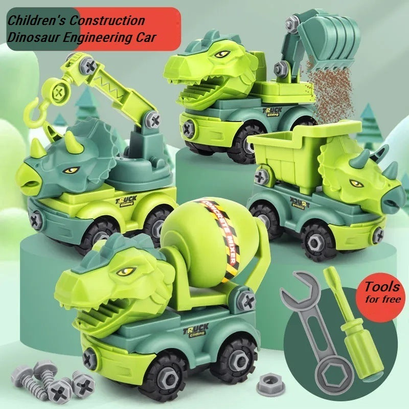 Children's construction toy dinosaur project automobile excavator dump truck, education diy car toy children's car toy - Premium Playsets & Vehicles from Rapidvehicles - Just $18.99! Shop now at Rapidvehicles