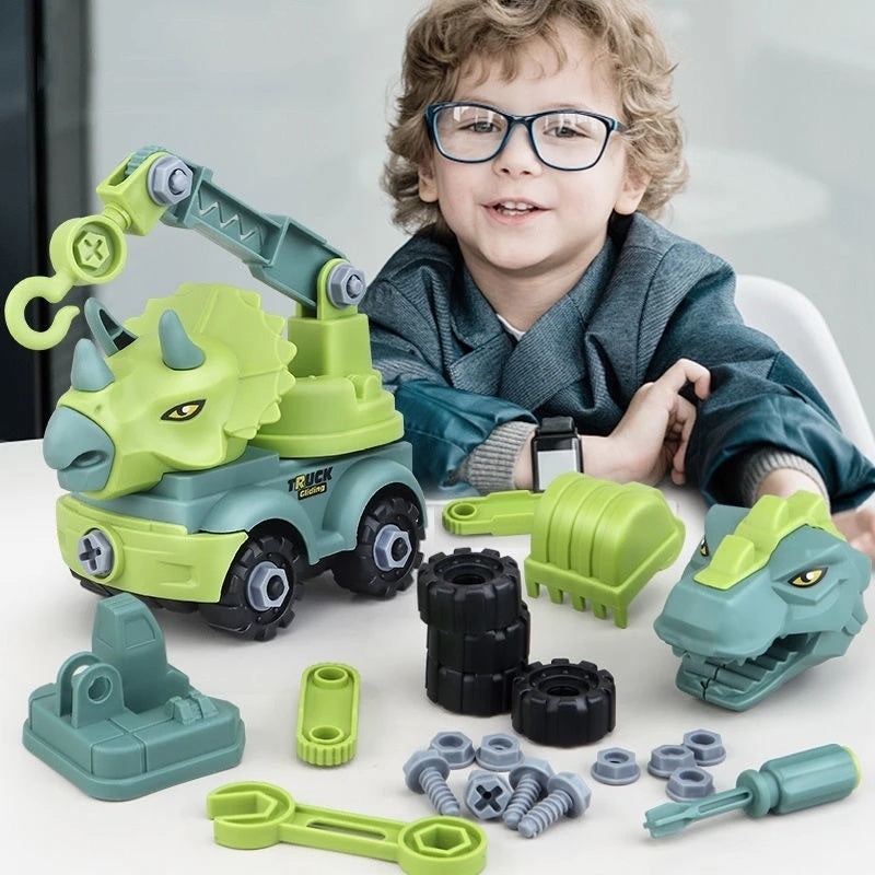 Children's construction toy dinosaur project automobile excavator dump truck, education diy car toy children's car toy - Premium Playsets & Vehicles from Rapidvehicles - Just $18.99! Shop now at Rapidvehicles