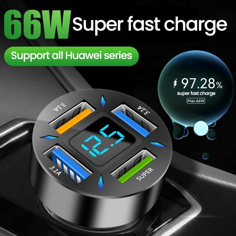 66W 4 Ports USB Car Charger Fast Charging PD Quick Charge 3.0 USB C Car Phone Charger Adapter For iPhone 13 - Premium Jump Starters, Battery Chargers & Portable Power from Rapidvehicles - Just $18.99! Shop now at Rapidvehicles