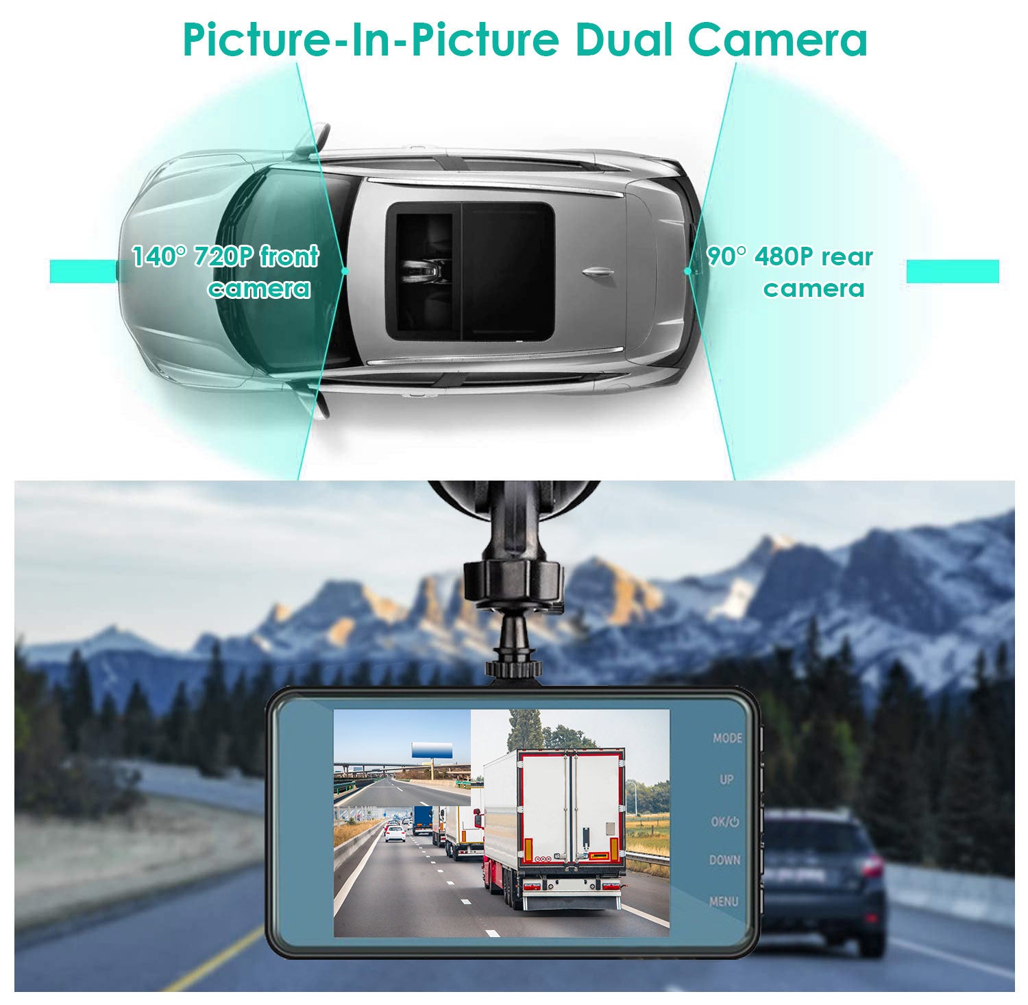 720P Dual Dash Cam Car Camera Recorder Looping Recording Car DVR Driving Vehicle Recorder with Motion Detection Light - Premium Car Video from Rapidvehicles - Just $66.97! Shop now at Rapidvehicles