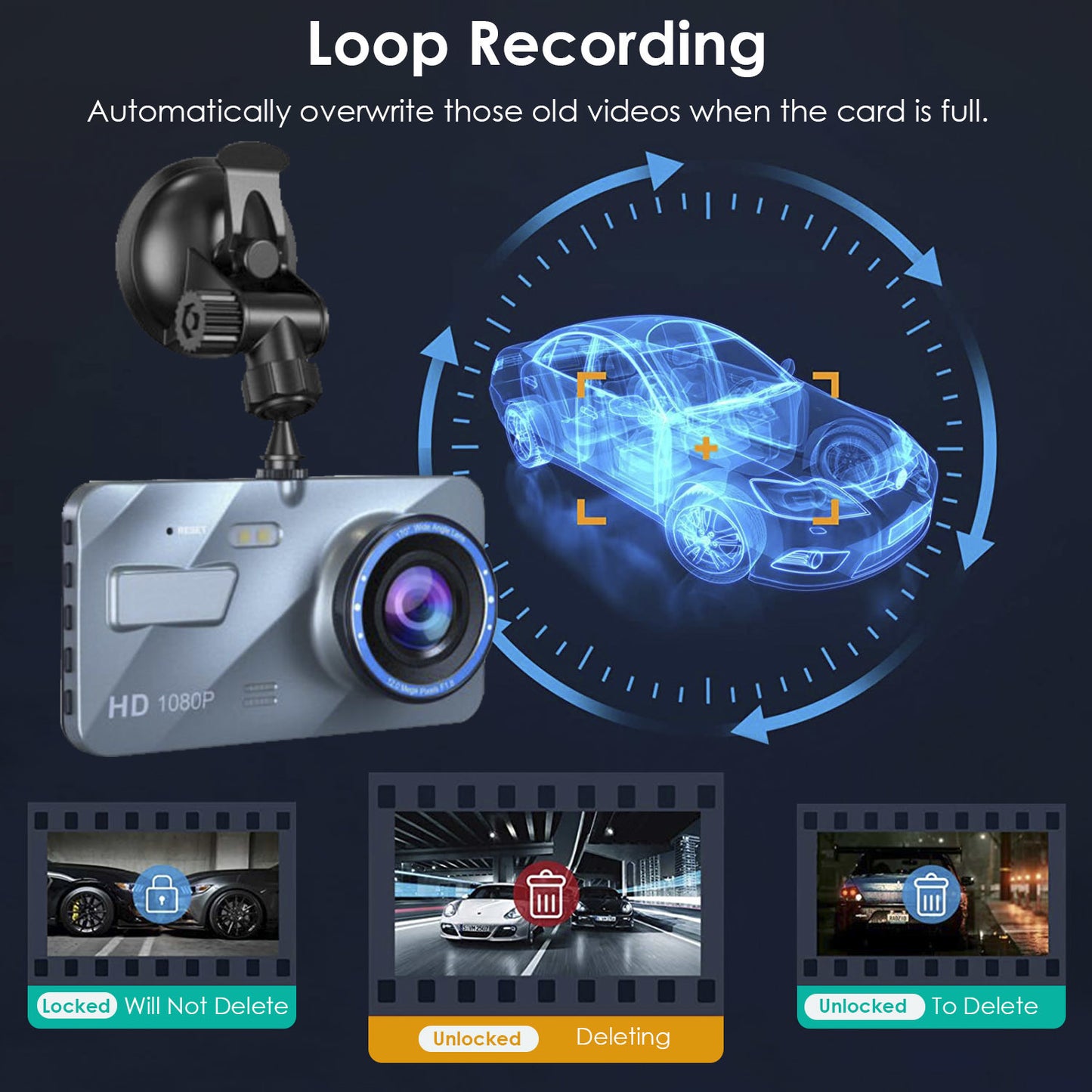 720P Dual Dash Cam Car Camera Recorder Looping Recording Car DVR Driving Vehicle Recorder with Motion Detection Light - Premium Car Video from Rapidvehicles - Just $66.97! Shop now at Rapidvehicles