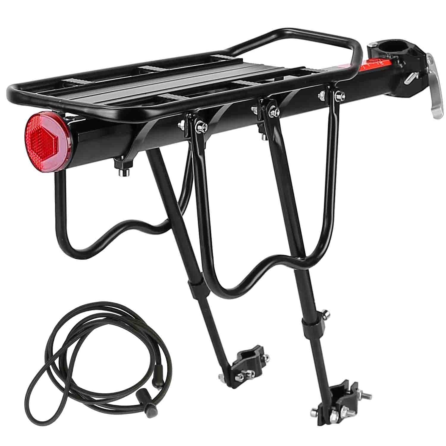 Bike Cargo Rack Adjustable Bicycle Rear Rack Cycling Luggage Carrier with Elastic Cord Red Reflector 55LBS Load Capacity - Premium Carriers & Covers from Rapidvehicles - Just $64.79! Shop now at Rapidvehicles