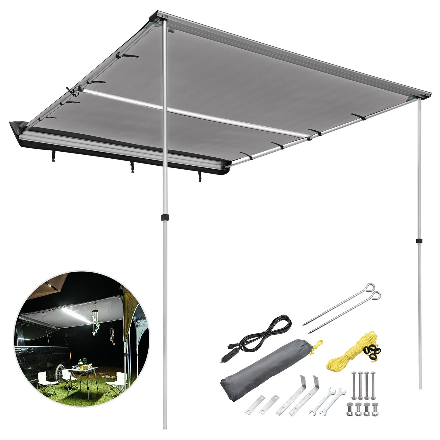 Car Side Awning with LED - Premium External Equipment from Rapidvehicles - Just $197.82! Shop now at Rapidvehicles