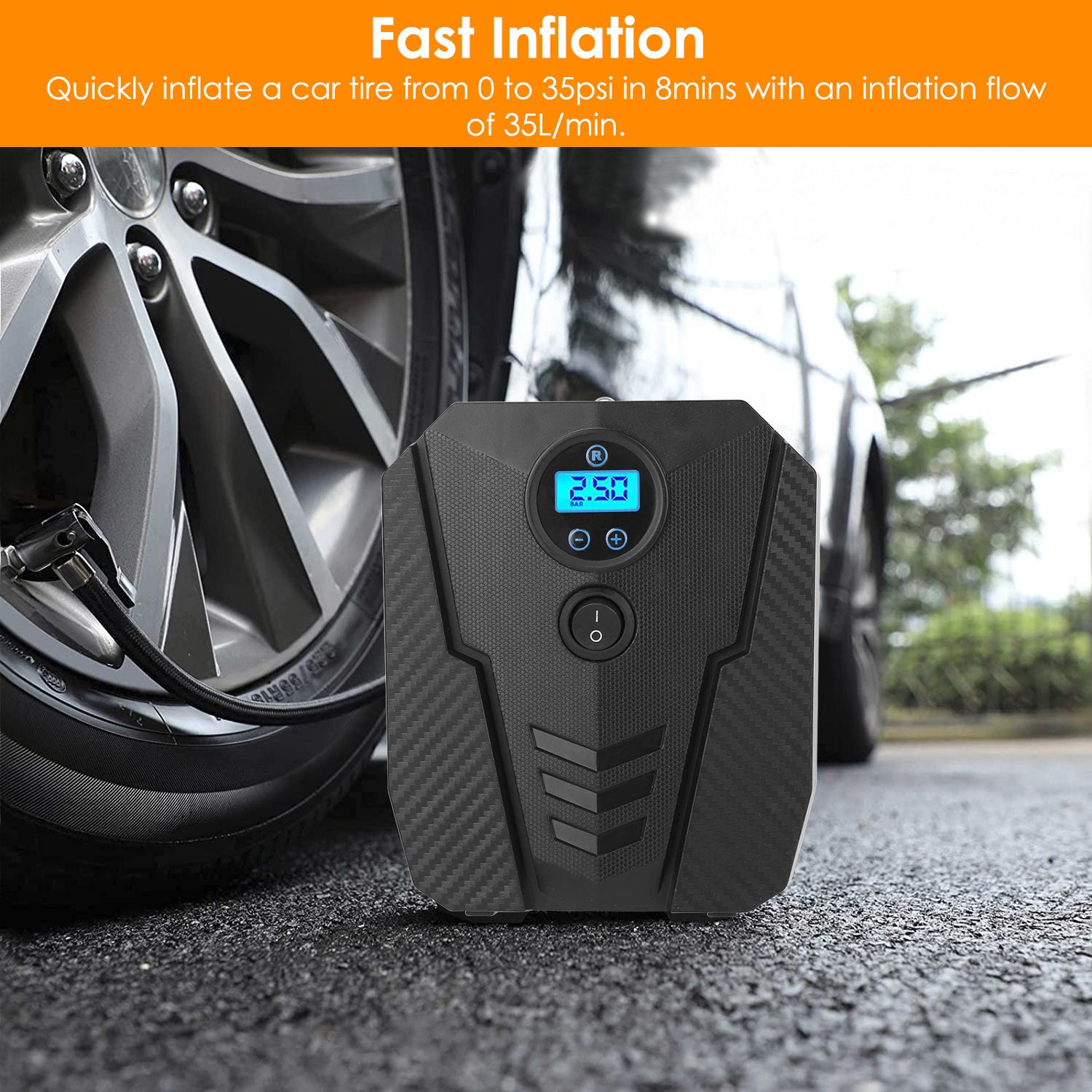 Portable Car Tire Inflator DC 12V Digital Car Air Pump Compressor Electric Air Pump with LED Light 150PSI - Premium Tire Air Compressors & Inflators from Rapidvehicles - Just $42.99! Shop now at Rapidvehicles