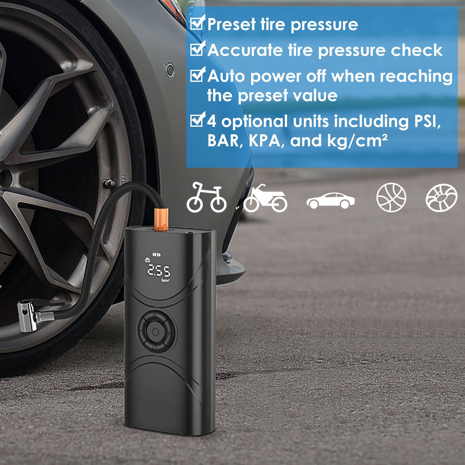 Car Tire Inflator Pump Portable Car Air Compressor 6000mAh Wireless Electric Air Pump 150 PSI with LED Light - Premium Vacuum Pumps from Rapidvehicles - Just $59.99! Shop now at Rapidvehicles