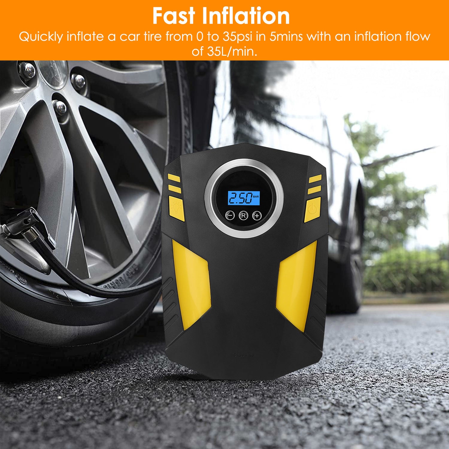 Portable Car Tire Inflator DC 12V Digital Car Air Pump Compressor Electric Air Pump with LED Light 150PSI - Premium Tire & Wheel Tools from Rapidvehicles - Just $42.99! Shop now at Rapidvehicles