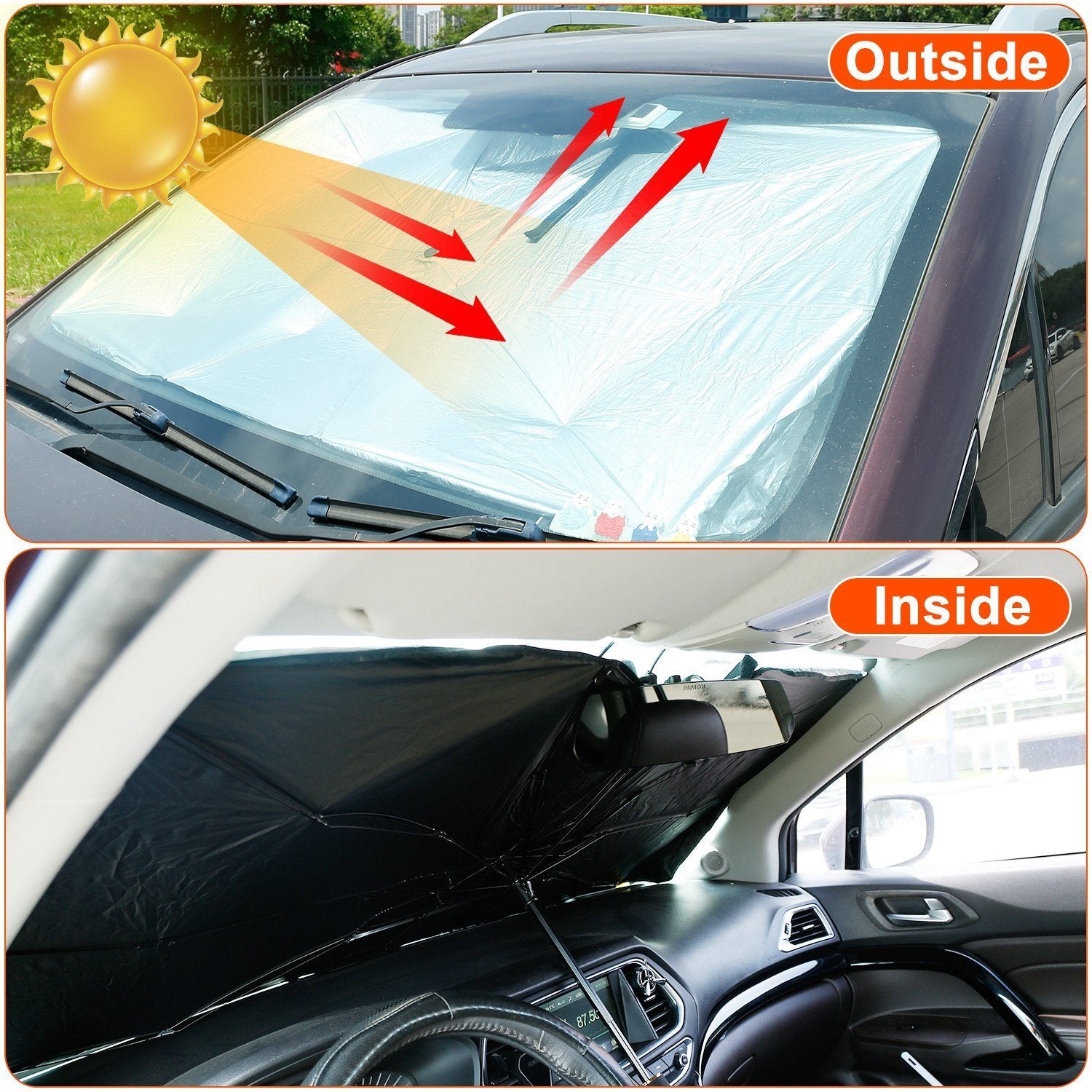 Car Sunshade Umbrella Foldable Sun Visor Protector Car Windshield Reflector Umbrella - Premium Windshield Wiper Tools from Rapidvehicles - Just $30.99! Shop now at Rapidvehicles