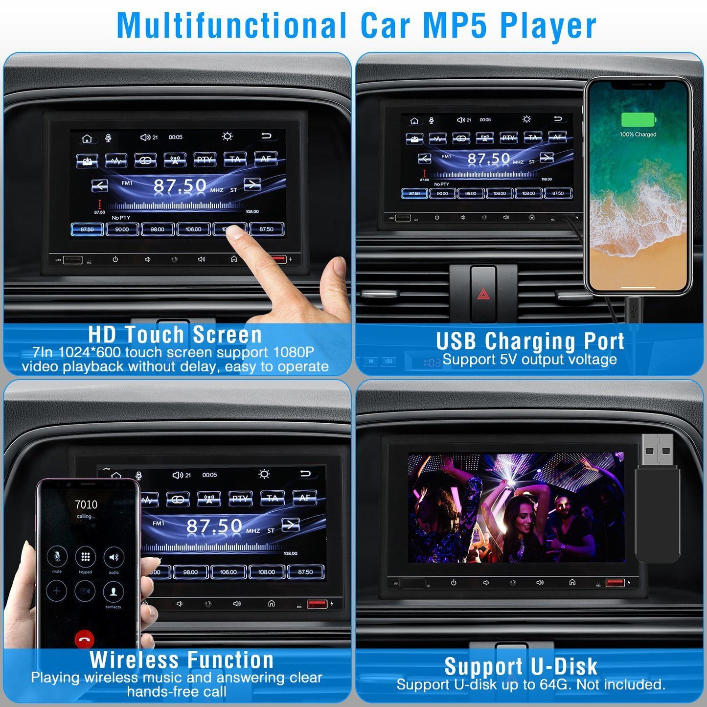 7In Universal Wireless Car MP5 Player 1080P Video Player Stereo - Premium Car Video & Navigation from Rapidvehicles - Just $103.99! Shop now at Rapidvehicles