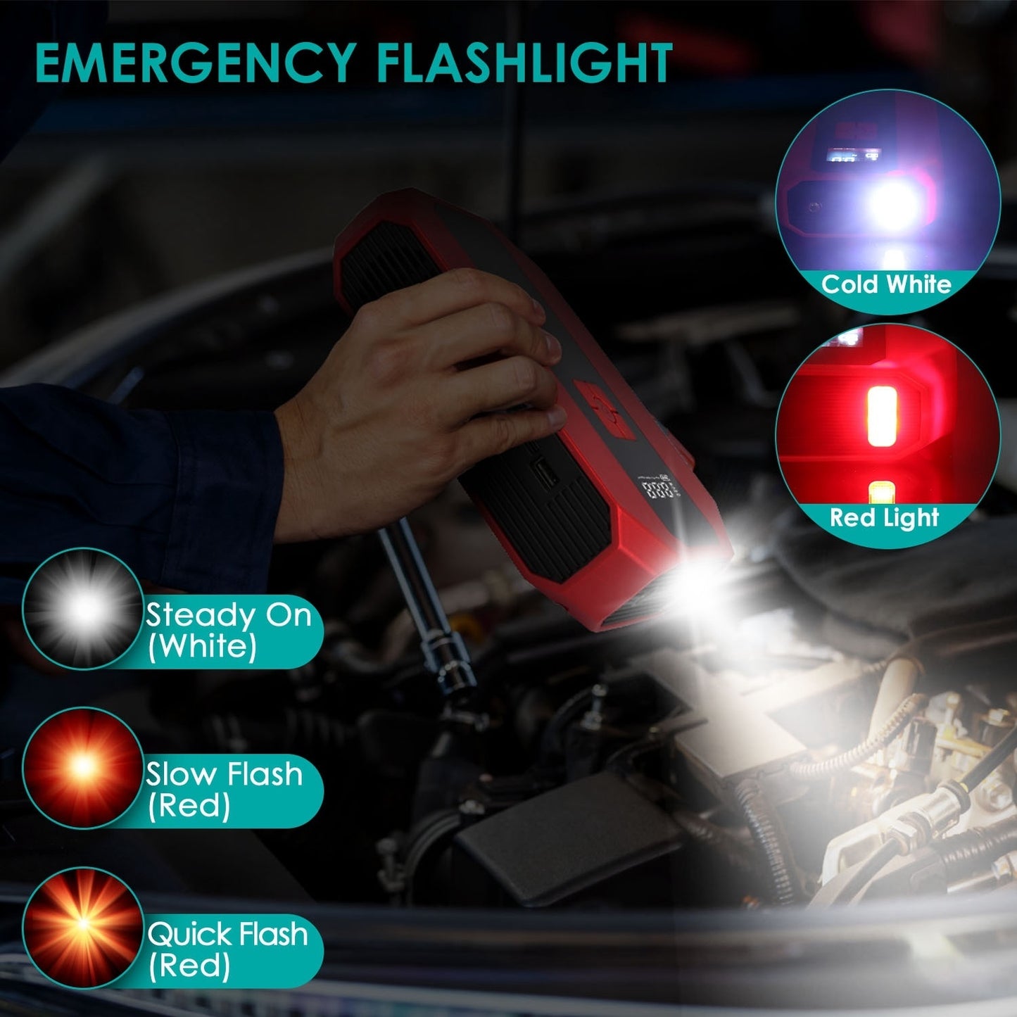 Portable Car Jump Starter Air Compressor 1500A 400PSI Car Battery - Premium Jump Starters from Rapidvehicles - Just $95.99! Shop now at Rapidvehicles