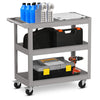 3-Tier Metal Utility Cart Trolley Tool with Flat Handle and 2 Lockable Universal Wheels - Premium Carports from Rapidvehicles - Just $109.99! Shop now at Rapidvehicles