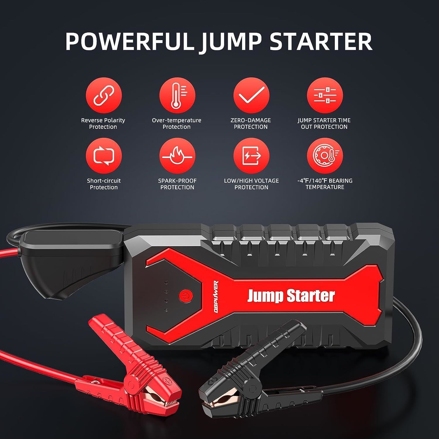 DBPOWER 3000A/80.66Wh Portable Car Jump Starter (UP to 10.0L Gas/8.0L Diesel Engines) 12V Auto Lithium-Ion Battery Booster with Smart Clamp Cables, Quick Charge, and LED - Premium Jump Starters, Battery Chargers & Portable Power from Rapidvehicles - Just $86.14! Shop now at Rapidvehicles