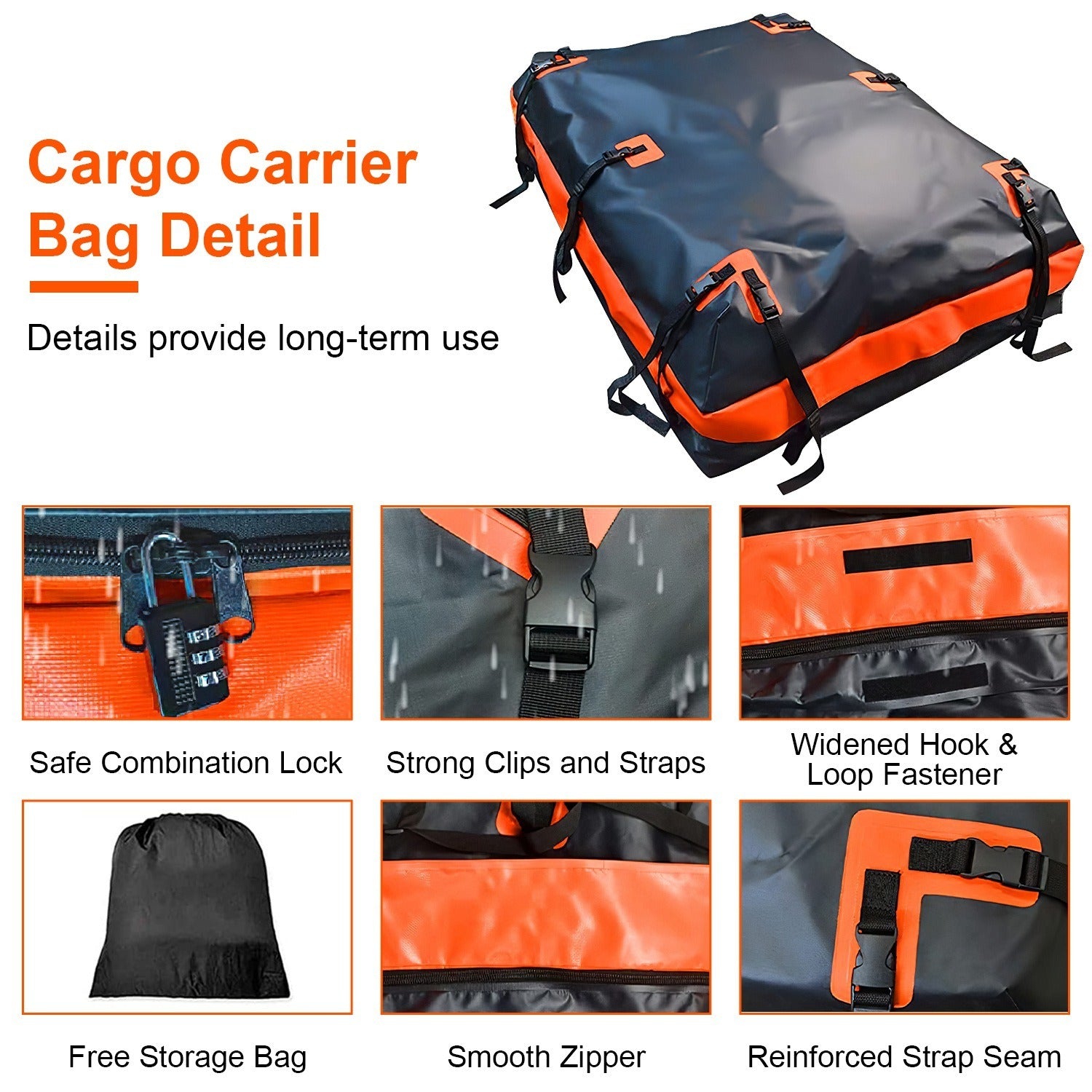 Cargo Carrier Bag Rooftop Travel Bag 16 Cubic Feet Waterproof Luggage Storage Carriers Anti-Slip Mat Suit for All Vehicle - Premium Cargo Carriers from Rapidvehicles - Just $92.99! Shop now at Rapidvehicles