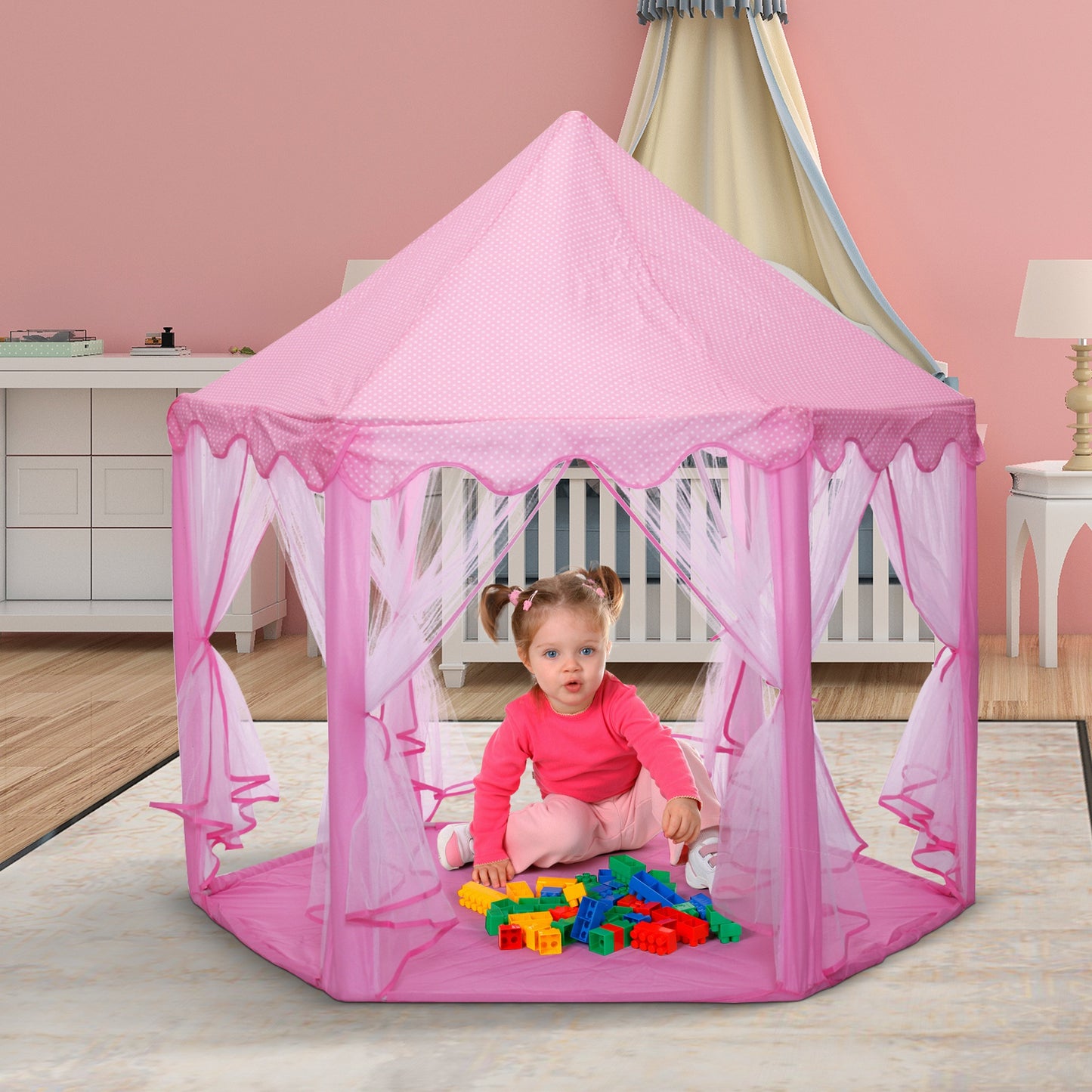 53"H Princess Castle Play Tent House with LED Star Lights for - Premium Carports from Rapidvehicles - Just $57.03! Shop now at Rapidvehicles