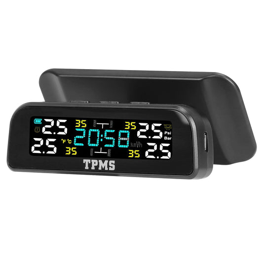 Wireless Solar Car Tire Pressure Monitoring System Auto Tire Pressure Monitor with Built-in Sensors Temperature Alarm for Car SUV Sedan RV - Premium Tire Pressure Monitoring (TPMS) from Rapidvehicles - Just $54.28! Shop now at Rapidvehicles