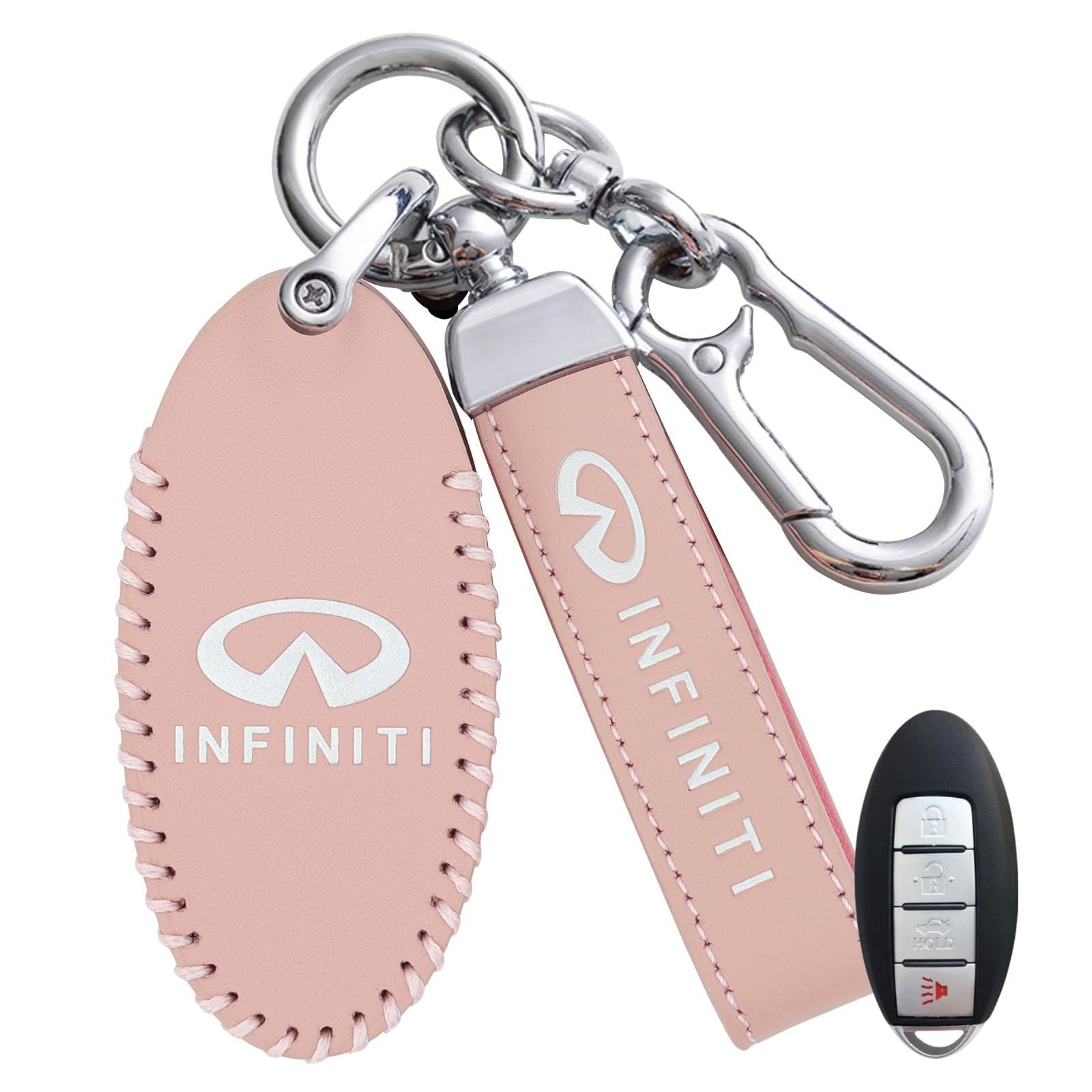 Leather Key Fob Case Cover for Infiniti with Key Chain, Key Holder Replacement Keychain for Infinity EX25 FX35 FX37 X50 G25 G35 G37 Q40 Q50 Q60 Q70 QX50 QX56 QX70 (4 Button) - Premium Keyless Entry from Rapidvehicles - Just $26.99! Shop now at Rapidvehicles