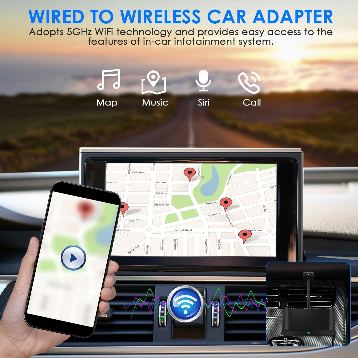 Android Wireless Adapter for In-car Infotainment System 5GHz WiFi - Premium Car Accessories from Rapidvehicles - Just $71! Shop now at Rapidvehicles