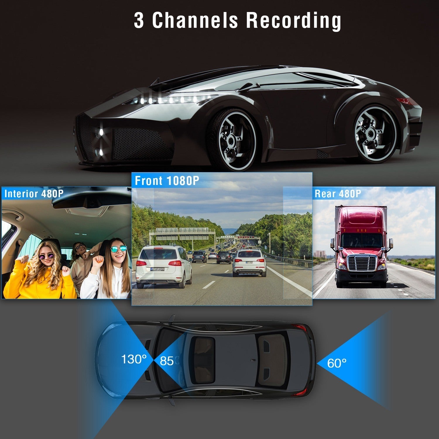 3 Channel Car DVR Dash Cam Video Recorder 1080P Front Inside Rear Camera G-Sensor Night Vision Parking Monitor Driving Vehicle Recorder - Premium In-Dash DVD & Video Receivers from Rapidvehicles - Just $79.97! Shop now at Rapidvehicles