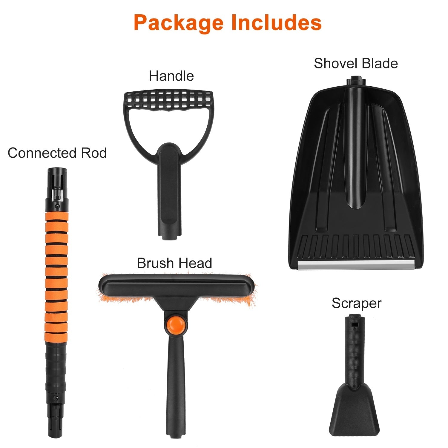 5 in 1 Detachable Snow Remover Kits Extendable Ice Scraper Snow - Premium Snow & Ice from Rapidvehicles - Just $51.72! Shop now at Rapidvehicles