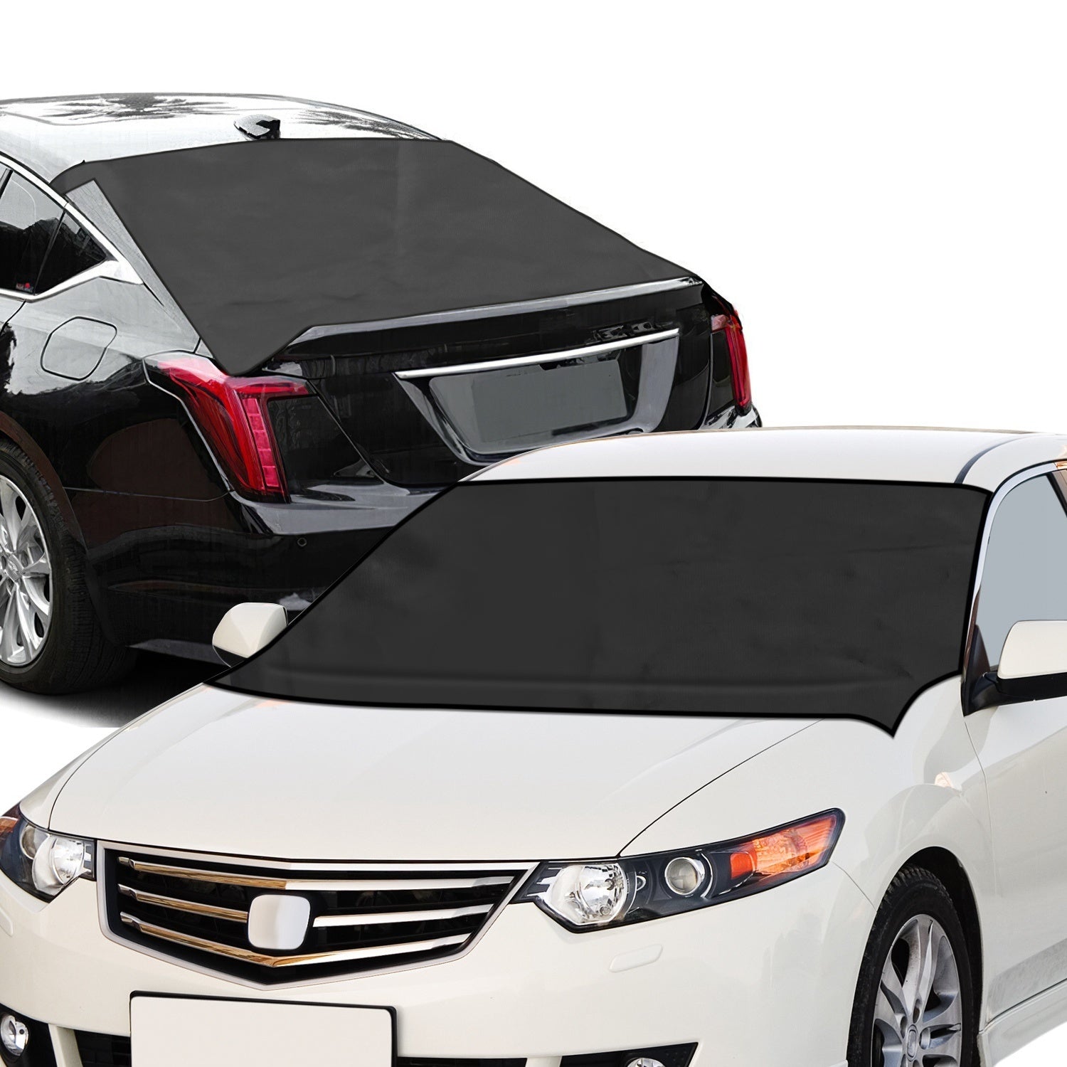 Magnetic Car Windshield Cover Front Rear Car Windshield Protector against Snow Sun Dirt Leaves Fit for All Cars Oxford Fabric Waterproof Heat-Resistant - Premium Covers from Rapidvehicles - Just $23.99! Shop now at Rapidvehicles