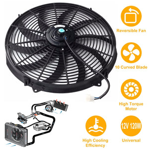 16 Inch Electric Radiator Cooling Fan 12V 120W 10 Blades Car with Mounting Kit - Premium Engine Cooling & Climate Control from Rapidvehicles - Just $53.99! Shop now at Rapidvehicles